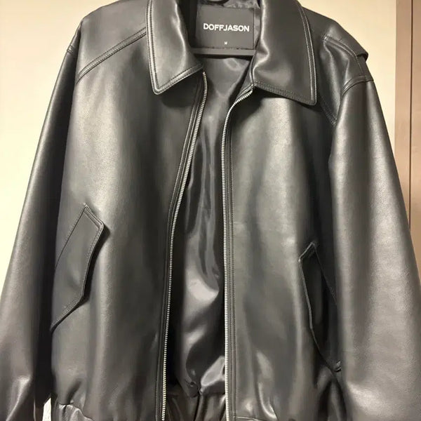 [BUNJANG] Dope Jayson Oversized Vegan Leather Bomber Jacket / 도프제이슨 오버핏 비건레더 보머 자켓