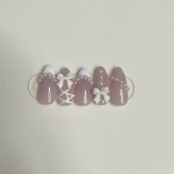 [BUNJANG] Balletcore Pearl Handmade Nail Tips / 발레코어 진주 네일