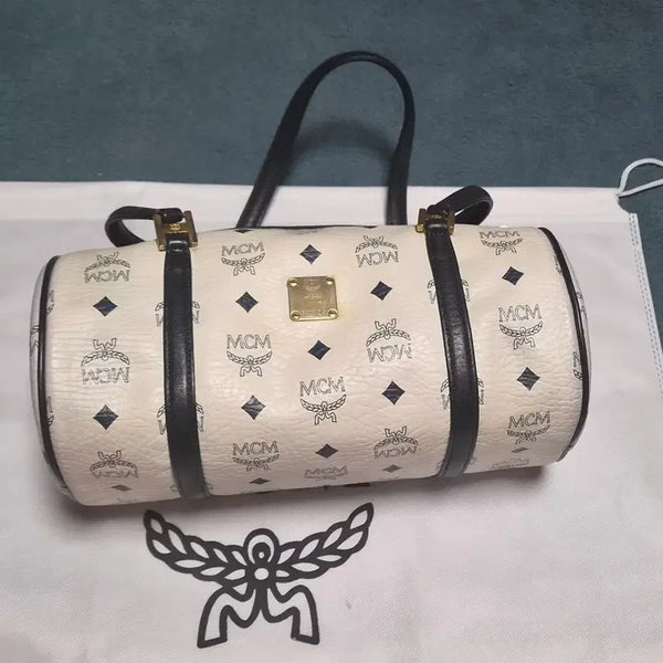 [BUNJANG] MCM White Visetos Barrel Bag / mcm핸드백