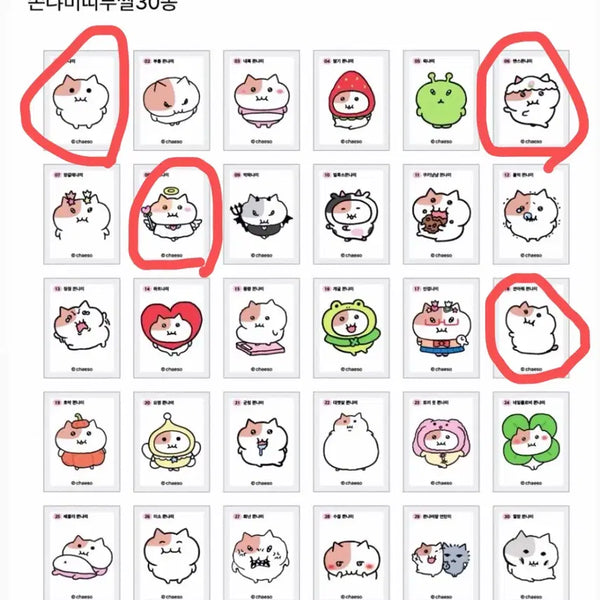 [BUNJANG] Jjonnyami Sticker Set (4 types) / 쫀냐미 띠부씰 (4종)