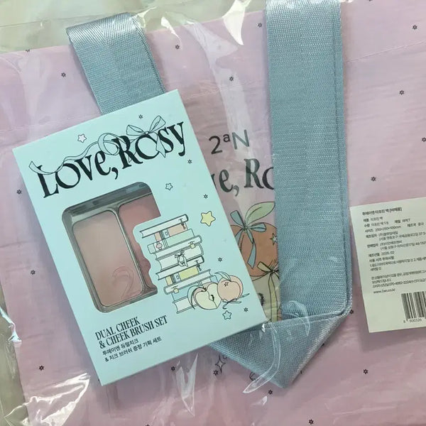[BUNJANG] 2AN Dual Cheek (No. 2 Love Rosy) Set with Blusher Brush and Tarpaulin Bag / 2an 투에이엔 듀얼치크 2호 러브로지 + 블러셔 브러쉬 브러시 세트 + 타포린백