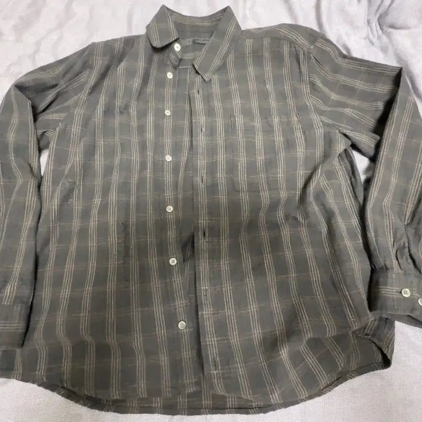 [BUNJANG] HAECHINGROOM Museum Herringbone Check Shirt Charcoal S / 해칭룸 뮤즈엄 셔츠 챠콜 2(S)