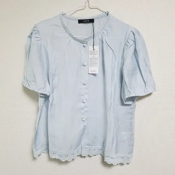 [BUNJANG] GGPX Blouse Sky Blue Lace Detail / (새상품)GGPX 블라우스/8월