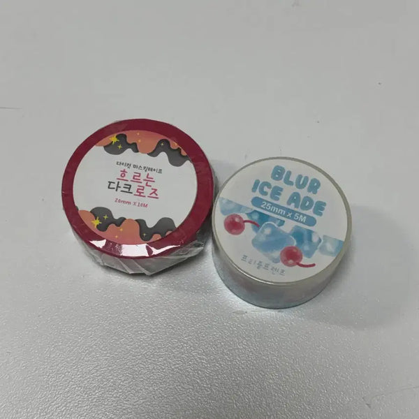 [BUNJANG] Blues Flowing Dark Rose Die-Cut & Frizzle Friends Blue Ice Eid Washi Tape Set / 통마테 원가이하 판매(블루즈, 프리즐프렌즈)