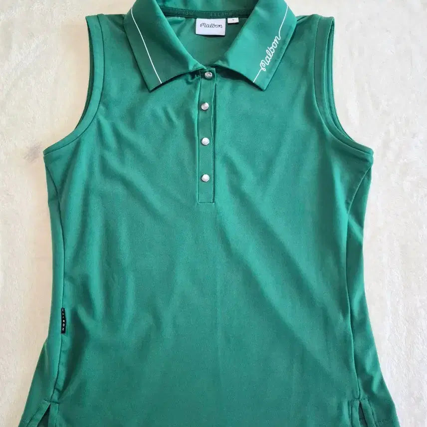 [BUNJANG] Malbon Golf Women's Basic Collar Sleeveless T-Shirt - Size S / [정품]말본골프 여성용 베이직 카라 슬리브리스 티셔츠 S