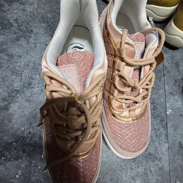 [BUNJANG] Pink Glitter Sneakers / 핑크 글리터 스니커즈