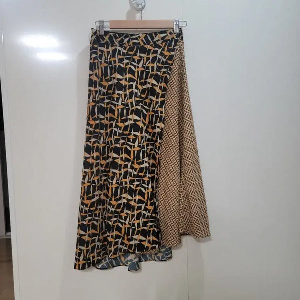 [BUNJANG] United Colors of Benetton Long Pattern Wrap Skirt Size 42 / 베네통 롱 패턴 랩 스커트 42사이즈