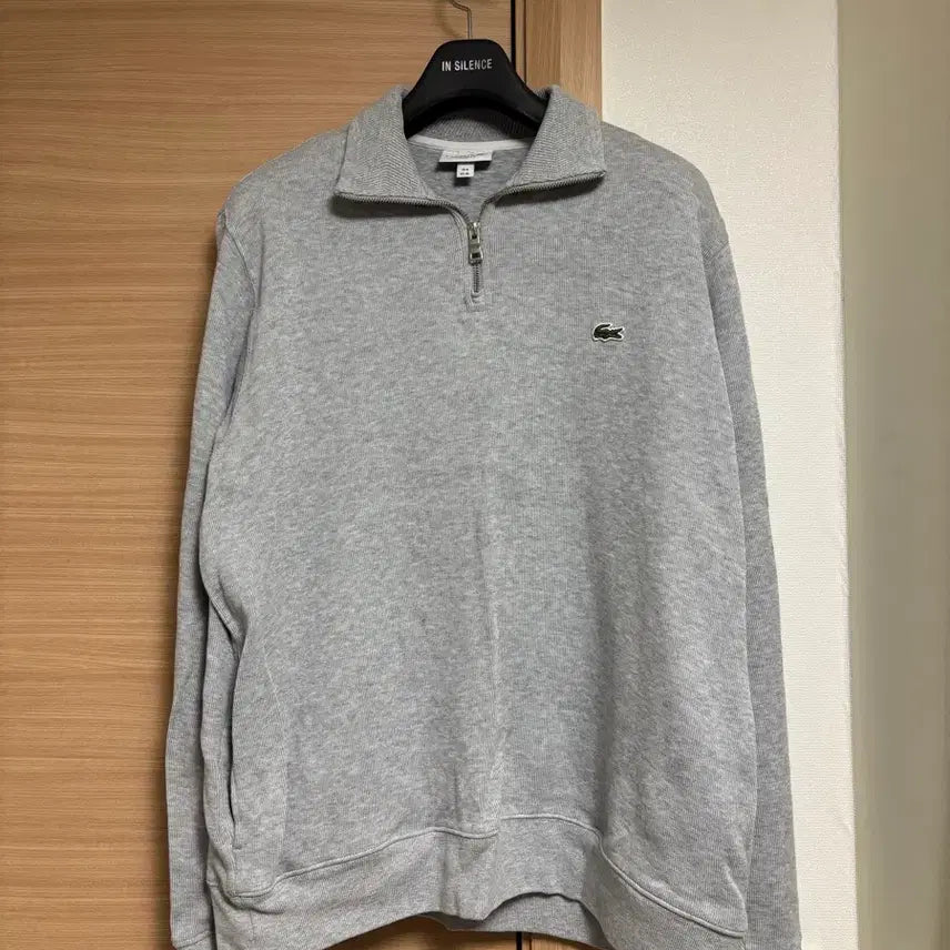 [BUNJANG] Lacoste Cotton Half-Zip Sweatshirt - Grey, XL / 라코스테 반집업 코튼 스웨트 셔츠 그레이 xl