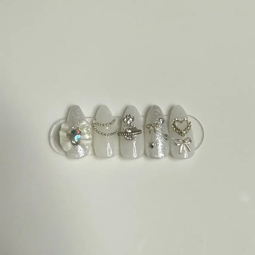 [BUNJANG] Handmade White Wedding Nail Tips / 화이트 웨딩 수제네일팁