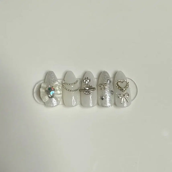 [BUNJANG] Handmade White Wedding Nail Tips / 화이트 웨딩 수제네일팁