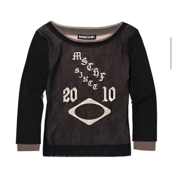 [BUNJANG] Mischief Boatneck Mesh Top Black / 미스치프 보트넥 메쉬 탑 블랙