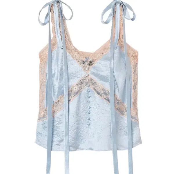 [BUNJANG] Marc Jacobs Lace Satin Sleeveless Blouse / 마크제이콥스 레이스 새틴 슬리브리스 블라우스