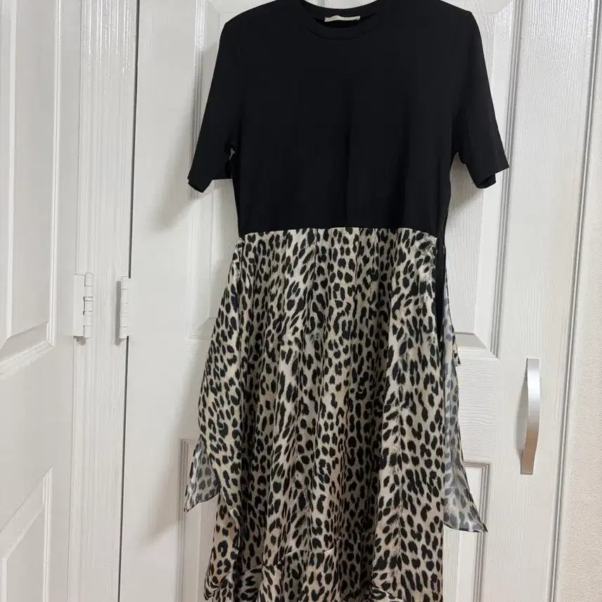 [BUNJANG] Maje Leopard Pattern Mix Dress / 마쥬 maje st. 레오파드 패턴 믹스 원피스