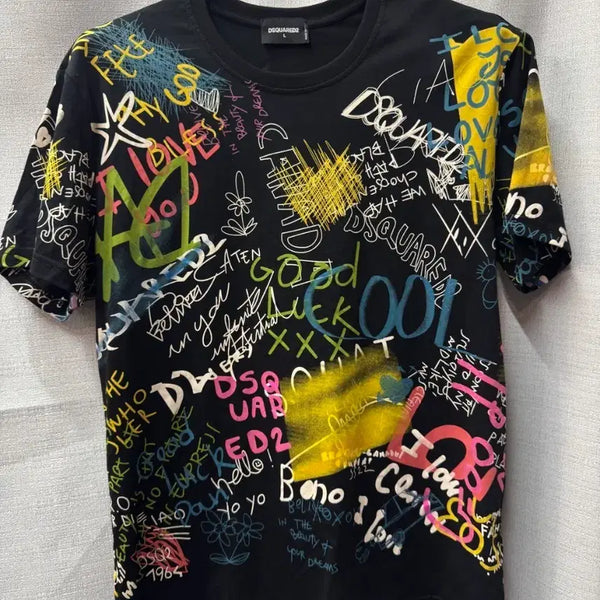 [BUNJANG] DSQUARED2 Graffiti Lettering Print T-Shirt L / 디스퀘어드2 그래피티 레터링 프린트 반팔티 L(L)