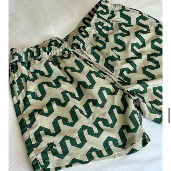 [BUNJANG] OAS Men's Swim Trunks Beige Green Pattern L / Oas 수영복 남성 L