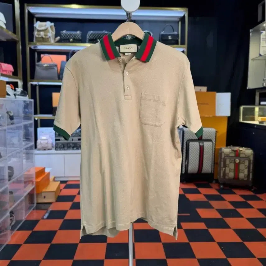 [BUNJANG] Gucci Web Stripe Cotton Polo T-Shirt / 구찌 웹 삼선 코튼 카라티