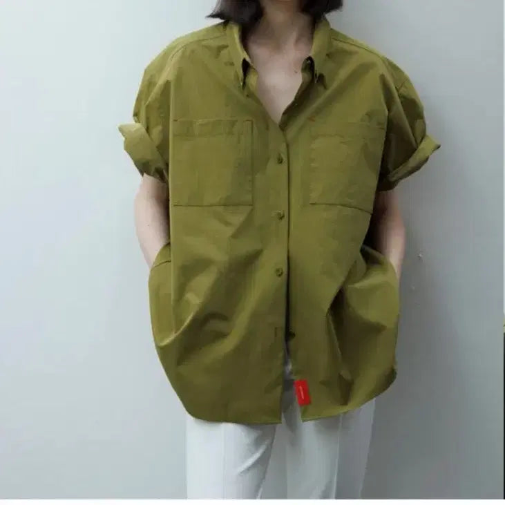 [BUNJANG] Mundal Como Half Shirt Olive / 문달 Como Half Shirt (Olive/새상품)
