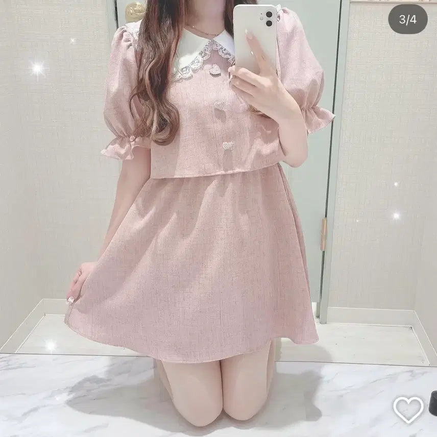 [BUNJANG] Evelyn Peach Pink Dress / evelyn 에블린 원피스 일브 양산형 스나계