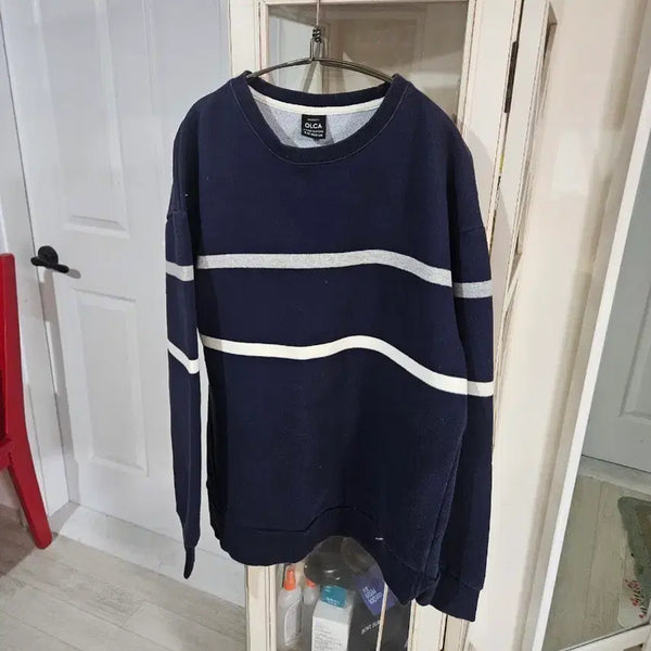 [BUNJANG] OLCA Striped Sweatshirt Navy / OLCA 스트라이프 맨투맨 네이비