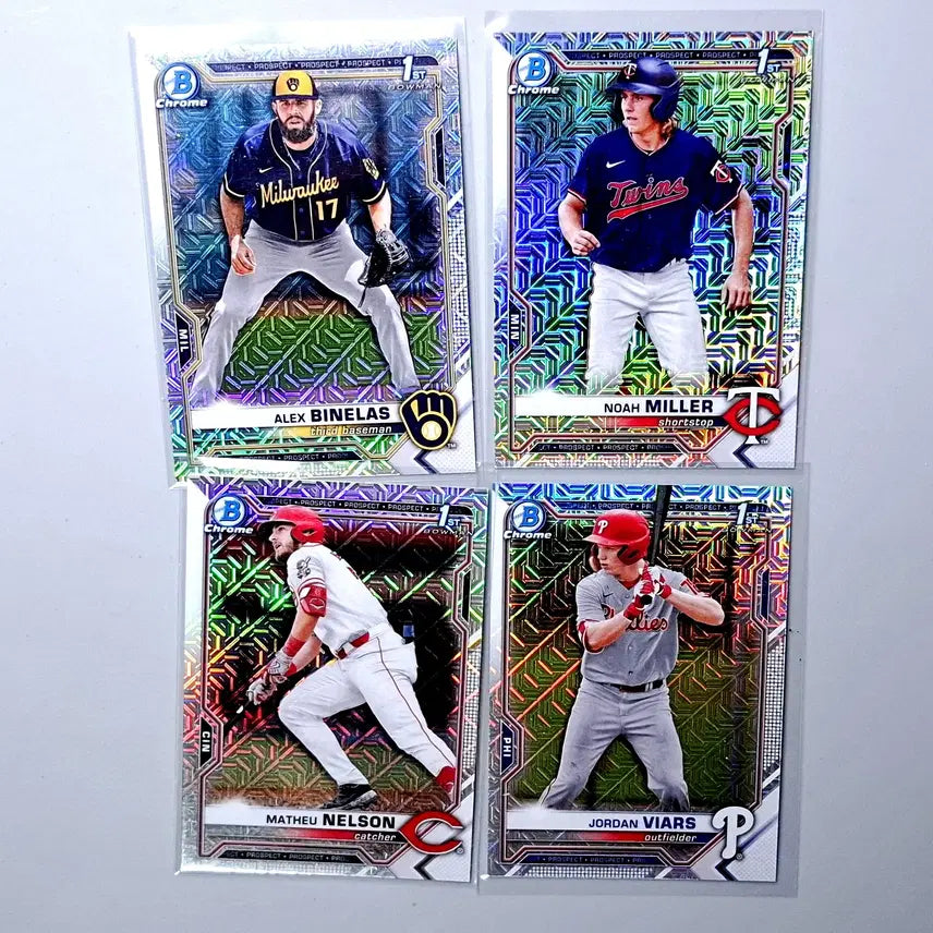 [BUNJANG] 2021 Bowman Chrome MLB Prospect "First" Mojo Refractor Card Bundle (Asia Limited Edition) / MLB 유망주 퍼스트 모조 리플 4장 묶음 아시아 한정 2021 보우먼크롬
