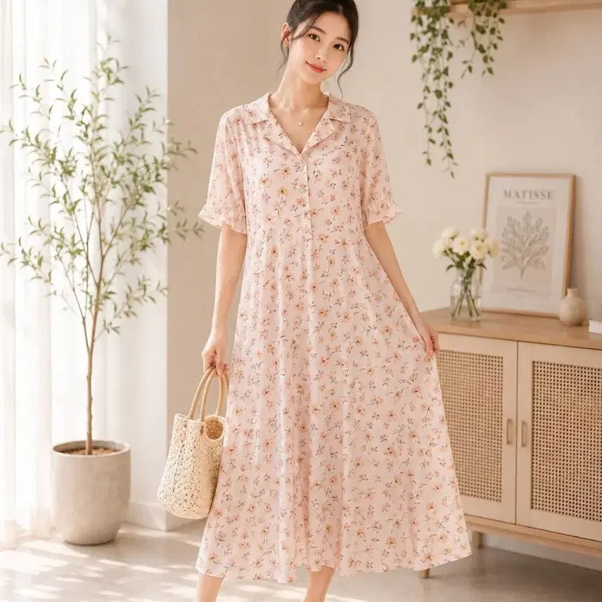 [BUNJANG] Flower Pattern Long Dress / 플라워 패턴 원피스
