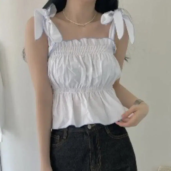 [BUNJANG] White Off-Shoulder Blouse / 블라우스 화이트 오프숄더