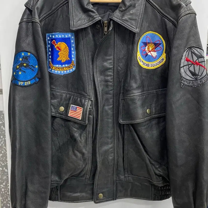 [BUNJANG] Freedom A2 Leather Jacket with Original Patches / [XL~2XL추천/유일매물] freedom 레더 미군 오리지널 패치 탑건 A2 자켓