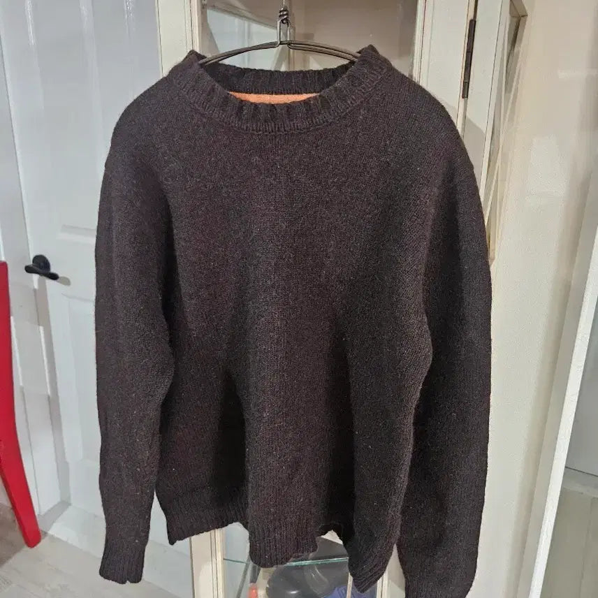 [BUNJANG] 100% Wool Dark Brown Sweater / 모100 스웨터 다크 브라운