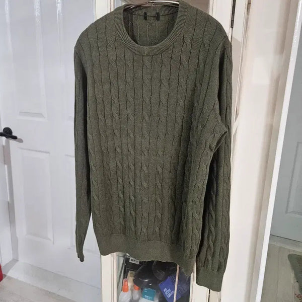 [BUNJANG] Cable Knit Sweater Khaki / 케이블 니트 스웨터 카키색