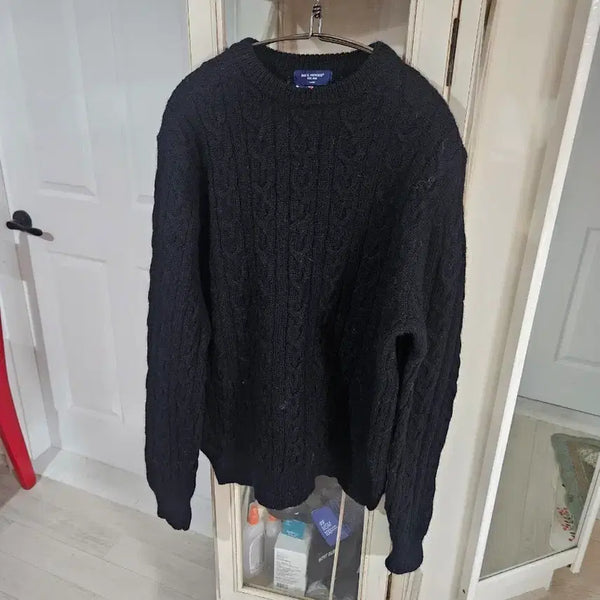 [BUNJANG] SAIL HOMME 100% Wool Cable Knit Sweater Black / SAIL HOMME 울100 스웨터 블랙