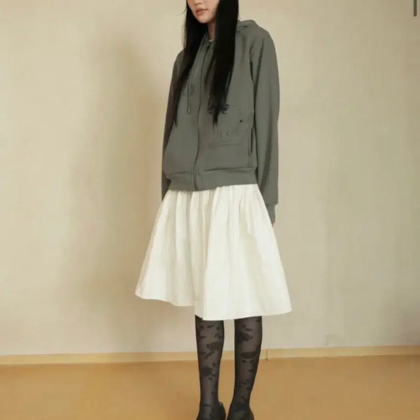 [BUNJANG] Colocynth Pintuck Midi Skirt Light Cream / 콜로신스 핀턱 미디 스커트 light cream
