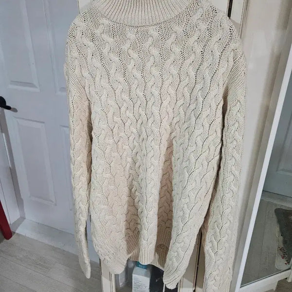 [BUNJANG] Cable Knit Sweater - Ivory / 케이블 니트 스웨터 아이보리