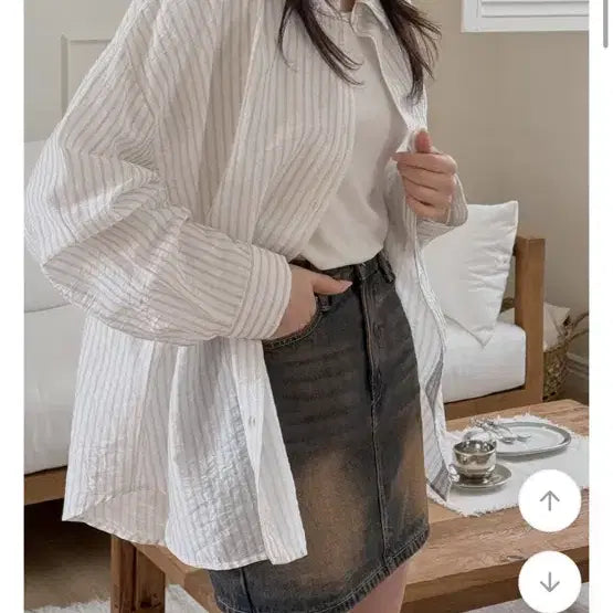 [BUNJANG] J Style Salantaem Striped Shirt New / 제이스타일 살안타템 스트라이프셔츠 새제품