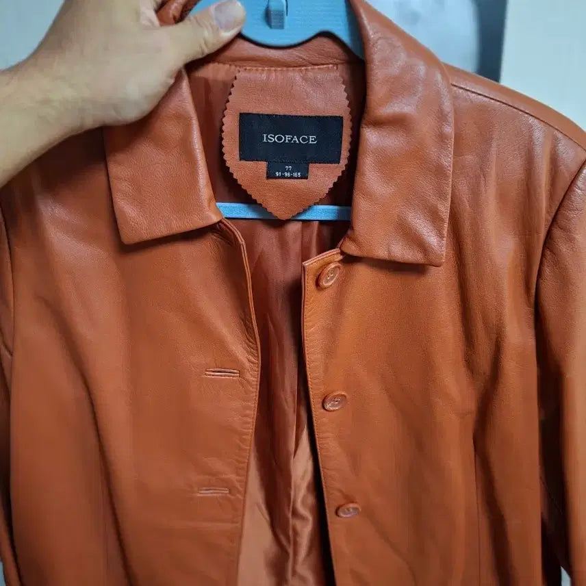 [BUNJANG] ISOFACE Camel Brown Leather Single Jacket / [ISOFACE/77] 이소페이스 카멜 브라운 여성 가죽 싱글 자켓
