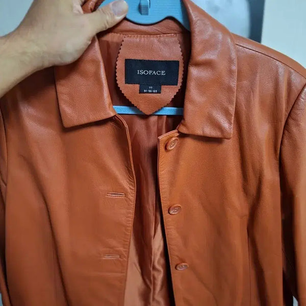 [BUNJANG] ISOFACE Camel Brown Leather Single Jacket / [ISOFACE/77] 이소페이스 카멜 브라운 여성 가죽 싱글 자켓