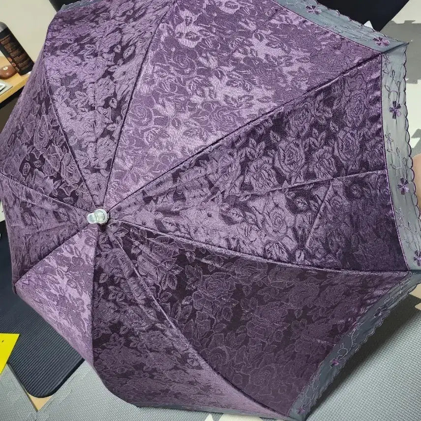 [BUNJANG] Metrostylo Rose Embroidery Parasol / 메트로시티 장미 패턴 자수 보라색 양산
