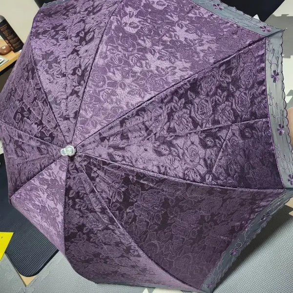 [BUNJANG] Metrostylo Rose Embroidery Parasol / 메트로시티 장미 패턴 자수 보라색 양산
