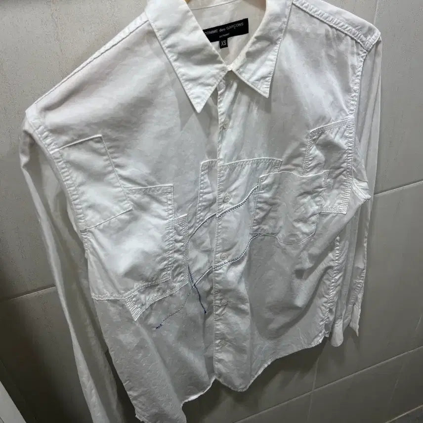 [BUNJANG] Comme des Garçons Homme Plus Asymmetric Stitch Patchwork Shirt / 꼼데가르송 옴므 플러스 비대칭 스티치 패치워크 셔츠