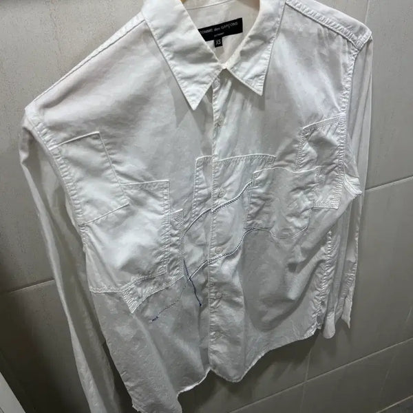 [BUNJANG] Comme des Garçons Homme Plus Asymmetric Stitch Patchwork Shirt / 꼼데가르송 옴므 플러스 비대칭 스티치 패치워크 셔츠