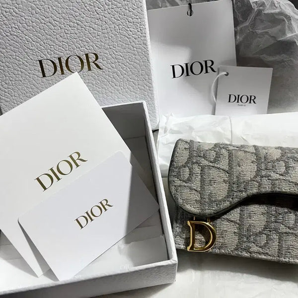 [BUNJANG] Dior Oblique Saddle Card Holder Grey / 디올 오블리크 새들 카드지갑 그레이