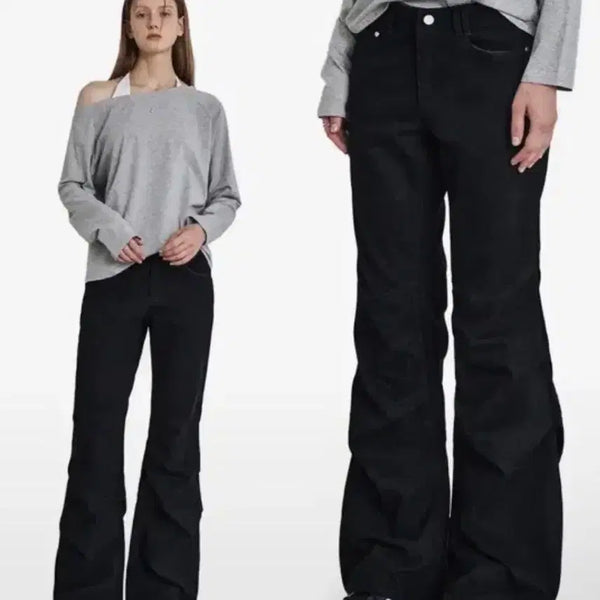 [BUNJANG] Decette Woman Flared Shirring Cotton Pants - Black / 데케트우먼 코튼바지 Flared Shirring Pants XS 블랙