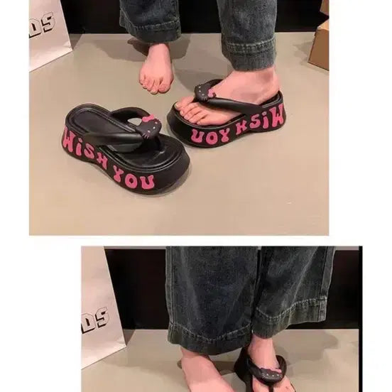 [BUNJANG] Hello Kitty Platform Sandals Black / 헬로키티 플랫폼 샌들 블랙