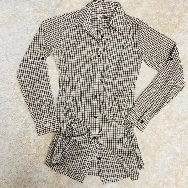 [BUNJANG] The North Face Women's Checked Long Shirt (XS) / 노스페이스 체크 롱 셔츠 여성 75(XS)