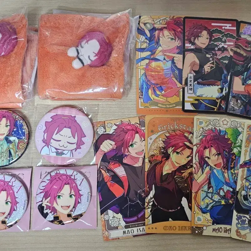 [BUNJANG] Ensemble Stars! Mao Bundle Set Towel & Can Badges, Arcana & Art Cards / [일괄] 앙스타 마오 후와스야 손수건 캔뱃지 아르카나 카드 부쿠부