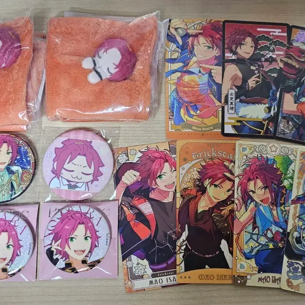 [BUNJANG] Ensemble Stars! Mao Bundle Set Towel & Can Badges, Arcana & Art Cards / [일괄] 앙스타 마오 후와스야 손수건 캔뱃지 아르카나 카드 부쿠부