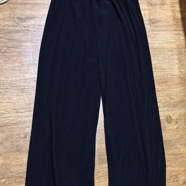 [BUNJANG] Wide Leg Pleated Pants / 1회착용 와이드팬츠 플리츠 통바지 긴바지 여름바지 검정바지 주름바지