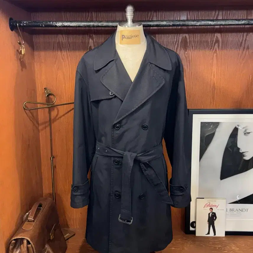 [BUNJANG] Zegna Trench Coat Navy Cotton Blend Size 105 (IT 50) / 제냐 트렌치코트 105