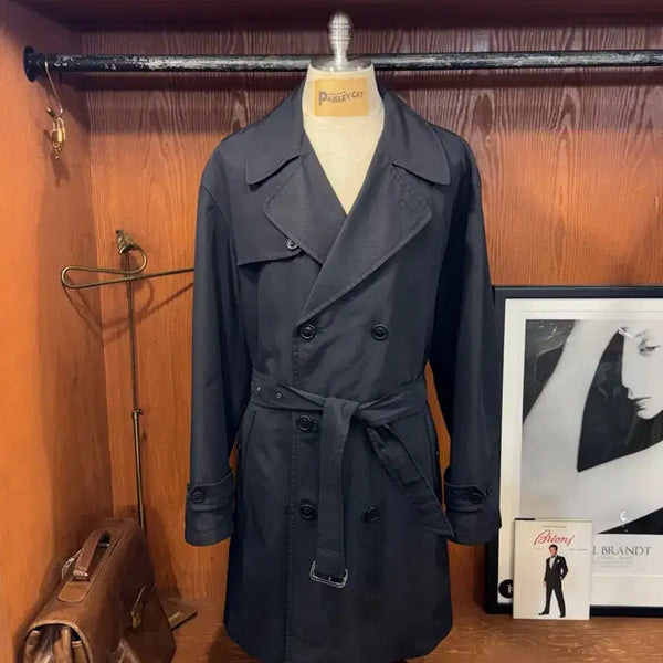 [BUNJANG] Zegna Trench Coat Navy Cotton Blend Size 105 (IT 50) / 제냐 트렌치코트 105