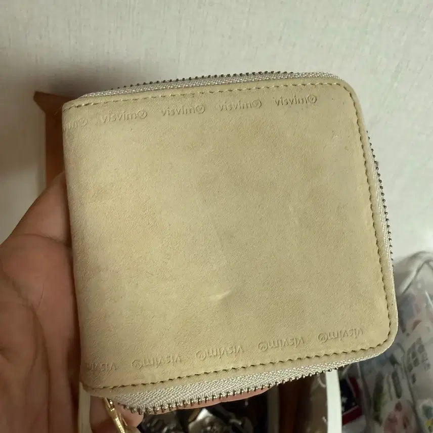 [BUNJANG] Bizbeam Zipper Card Wallet Beige Suede / 비즈빔 지퍼 카드 지갑 베이지