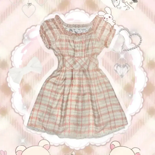 [BUNJANG] LODISPOTTO Coral Check Dress / LODISPOTTO 로디스포토 코랄 체크 원피스 리즈리사 히메갸루 히메카지 엑시즈팜 라떼갸루